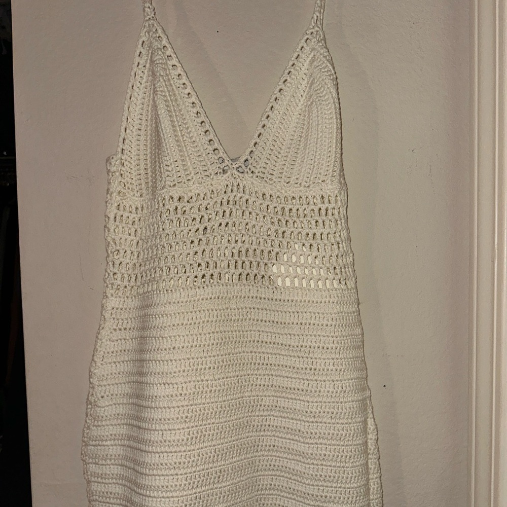 NWT Emory Park Crochet dress beach cover up L off white Coachella festival boho
